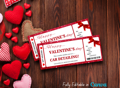 Valentine's Day Car Detailing Gift Coupon - Instant Download, Perfect for Him, Husband Gift Idea, Last-Minute Printable Surprise