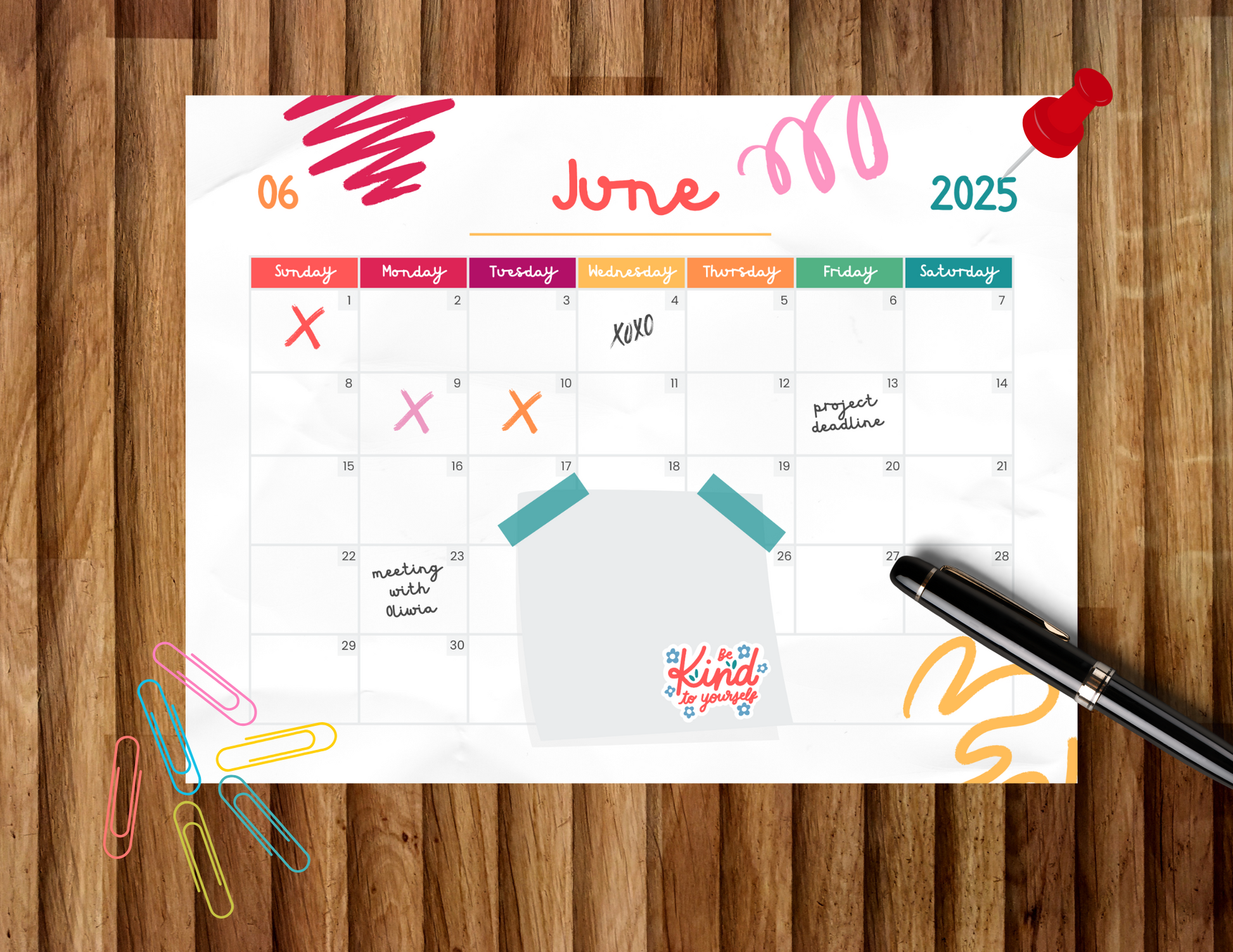 Colorful Doodle Planner 2025 Calendar, Kids' School Schedule, Classroom Printable - Wesecurelife