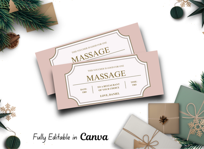 Massage Gift Voucher - INSTANT DOWNLOAD - EDITABLE Text - Printable, Gift Birthday, Mother's Day Massage, Birthday, Couples Massage - Wesecurelife