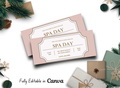 Spa Day Voucher - INSTANT DOWNLOAD - EDITABLE Text - Printable, Spa Voucher, Spa Day Ticket, Spa Day Coupon Certificate, Graduation Gift - Wesecurelife