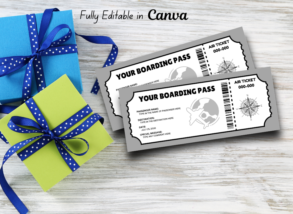 Birthday Boarding  Ticket Trip - Printable Boarding Ticket - Editable Boarding Pass Template - Gift Ticket INSTANT DOWNLOAD