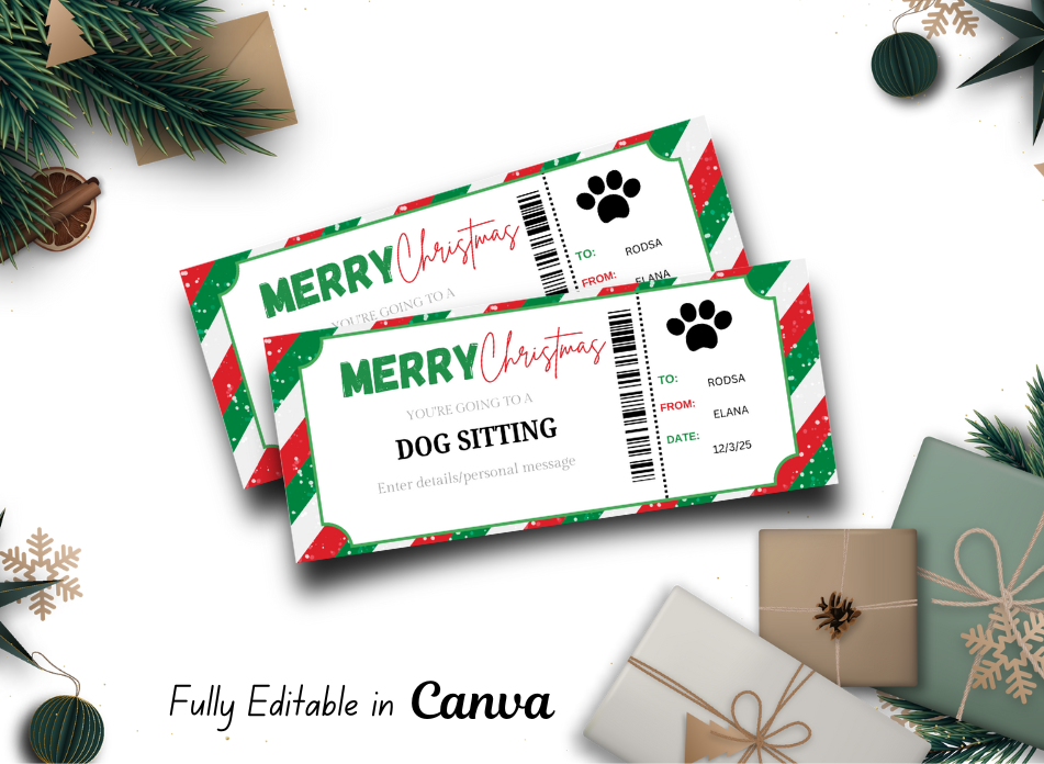 Dog Sitting Ticket Gift Christmas Gift Certificate | College Fund Gift Voucher | College Contribution Printable Certificate | INSTANT DOWNLOAD - EDITABLE Text - Wesecurelife