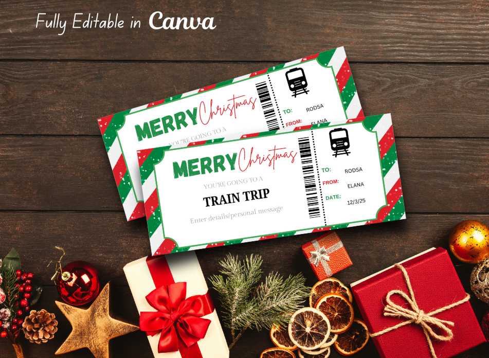 Train Ticket Car Gift Christmas Gift Certificate | College Fund Gift Voucher | College Contribution Printable Certificate | INSTANT DOWNLOAD - EDITABLE Text - Wesecurelife