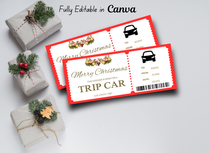 CAR TRIP Gift Voucher - INSTANT DOWNLOAD - EDITABLE Text - Printable, Massage Gifts, Couples Massage, Happy Holidays Coupon Ticket