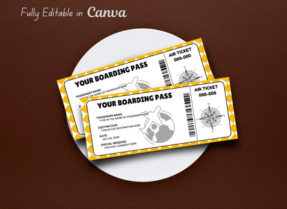 Birthday Boarding Pass Gift Ticket - Birthday Boarding Pass Plane Gift Flight Ticket - Printable Birthday Gift Template - Instant Download