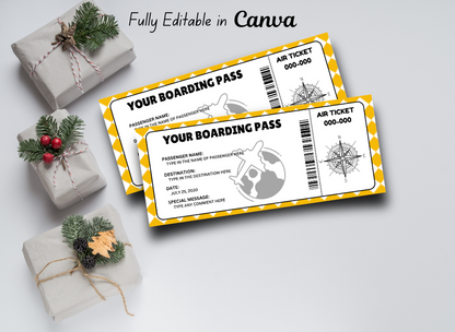 Birthday Boarding Pass Gift Ticket - Birthday Boarding Pass Plane Gift Flight Ticket - Printable Birthday Gift Template - Instant Download