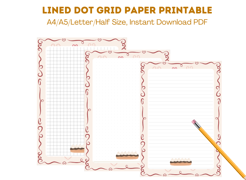 Lined and Dot Grid Paper Printable | A4, A5, Letter, and Half Size | Instant Download PDF - Wesecurelife