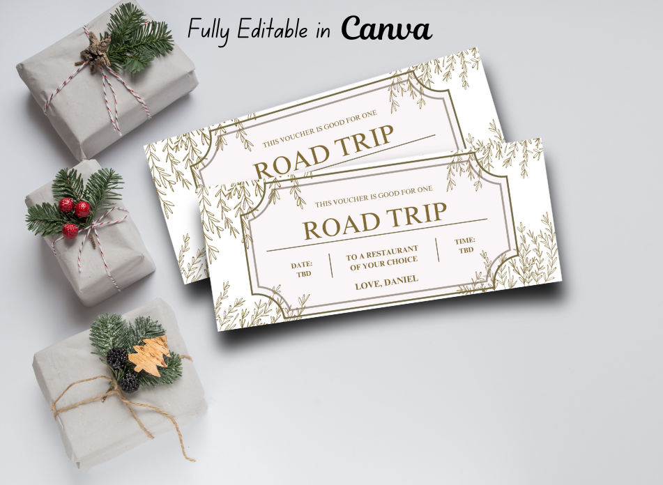 Road Trip Coupon Voucher - INSTANT DOWNLOAD - EDITABLE Text - Printable, Personalized, Ticket, Gift, Birthday, Anniversary, Graduation, - Wesecurelife