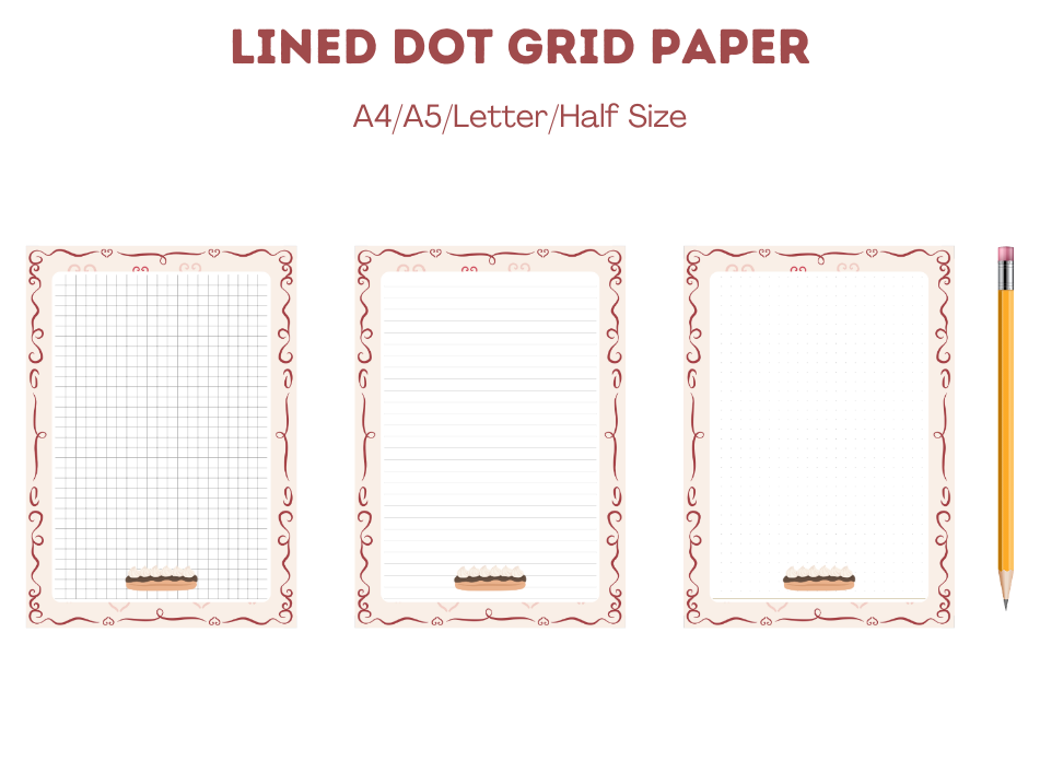 Lined and Dot Grid Paper Printable | A4, A5, Letter, and Half Size | Instant Download PDF - Wesecurelife