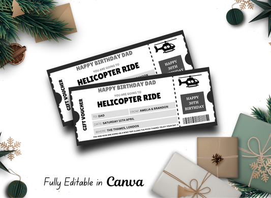 Birthday Dad Helicopter Ride- INSTANT DOWNLOAD - EDITABLE Text - Printable, Personalized, Ticket,Gift, Certificate - Wesecurelife