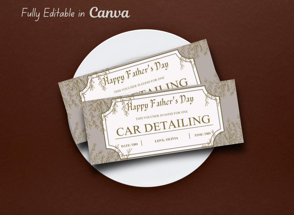 CAR DETAILING Coupon Voucher - INSTANT DOWNLOAD - EDITABLE Text - Printable, Personalized, Ticket, Gift, Birthday, Anniversary, Graduation, - Wesecurelife