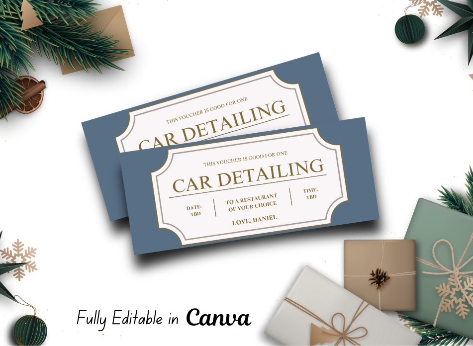 Car Detailing Coupon Gift Certificate - INSTANT DOWNLOAD - EDITABLE Text - Printable, Gift for him, Anniversary, Gift for boyfriend Gift Birthday - Wesecurelife