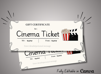 Cinema Ticket Gift Voucher Template Printable, Dog Owner Gift Certificate, Dog Lover Instant Download