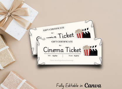 Cinema Ticket Gift Voucher Template Printable, Dog Owner Gift Certificate, Dog Lover Instant Download