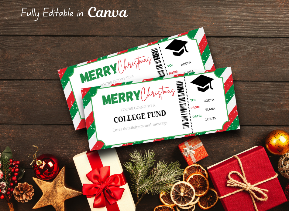 College Fund Gift Christmas Gift Certificate | College Fund Gift Voucher | College Contribution Printable Certificate | INSTANT DOWNLOAD - EDITABLE Text - Wesecurelife