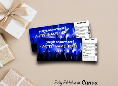 Concert Ticket  Gift Ticket -  Concert Ticket Template Gift Certificate Voucher Coupon - Download Instant