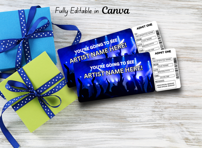 Concert Ticket  Gift Ticket -  Concert Ticket Template Gift Certificate Voucher Coupon - Download Instant