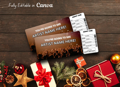 Concert Ticket Template - Personalized Event Ticket - Printable Concert Tickets Gift Idea Download Instant