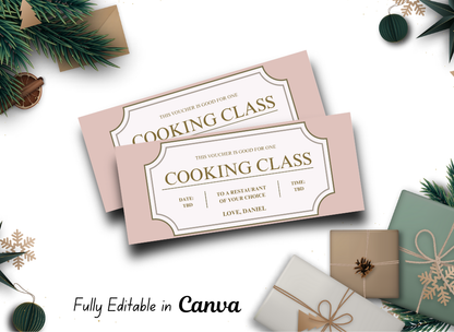 Cooking Class Coupon Voucher - INSTANT DOWNLOAD - EDITABLE Text - Printable, Personalized, Ticket, Certificate, Gift Birthday - Wesecurelife