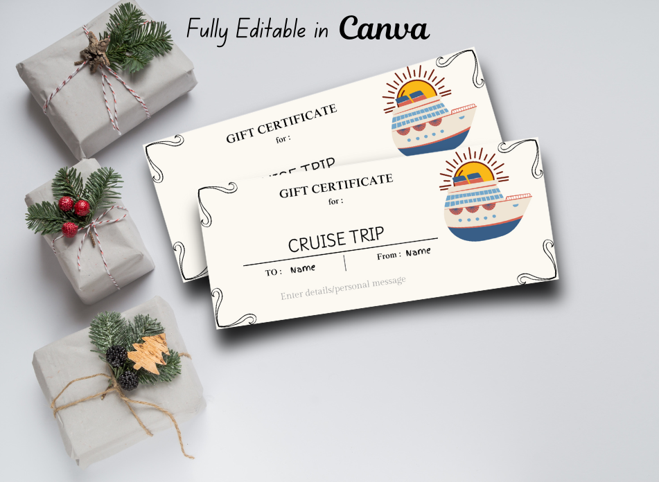 Cruise Trip Surprise Cruise Trip Reveal Boarding Coupon - Editable, Instant Download, Printable Personalized Gift Ticket