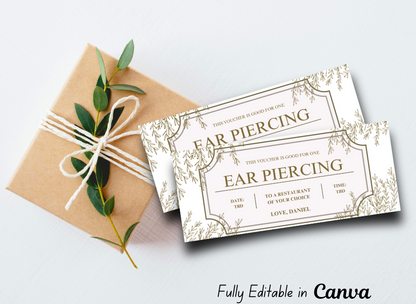 Ear Piercing Gift Ticket - Printable Birthday Boarding Pass Train Voucher - Instant Download Gift Certificate Template