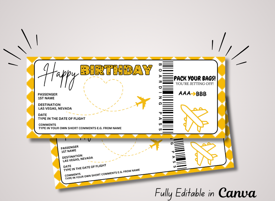 Printable Boarding Pass Surprise Trip Reveal Birthday Gift Template - Faux Fake Boarding Pass Coupon - Blue - EDITABLE TEXT DOWNLOAD - Wesecurelife