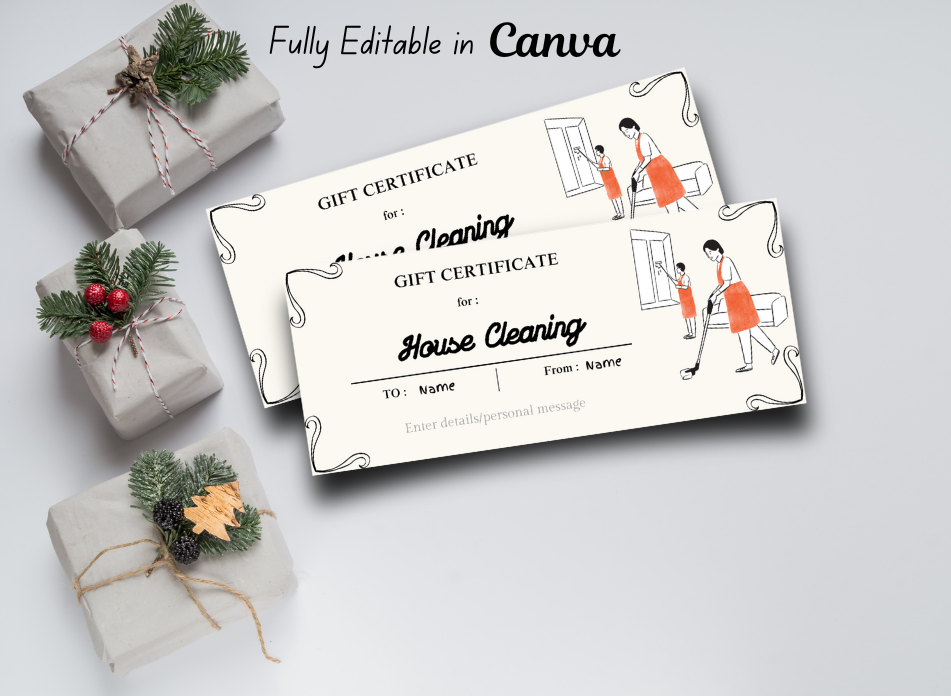 House Cleaning Gift Voucher Template Printable, Dog Owner Gift Certificate, Dog Lover Instant Download