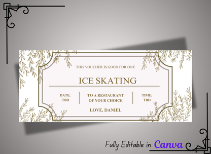 Ice Skating Gift Ticket - Birthday Train Boarding Pass Voucher - Printable Gift Certificate Template, Instant Download