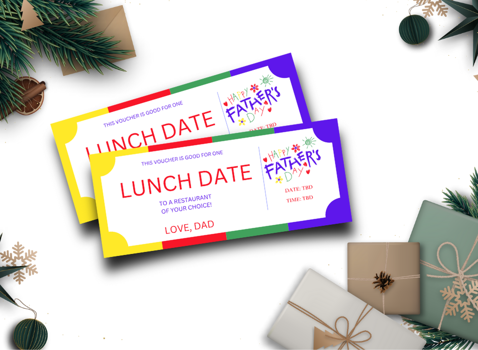 LUNCH DATE Father's Day gifts from wife Certificate Coupon - INSTANT DOWNLOAD - EDITABLE - Wesecurelife