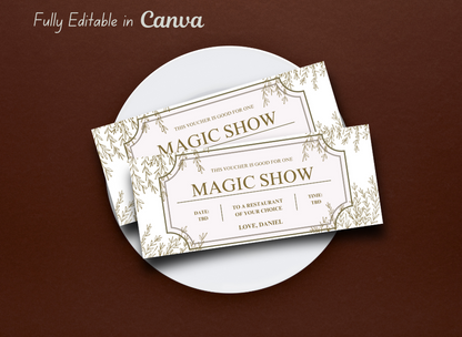 Magic Show Gift Ticket - Printable Birthday Boarding Pass & Train Gift Voucher Template, Instant Download Certificate