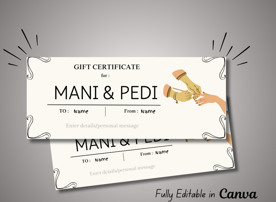 Manicure & Pedicure Gift Voucher Template Printable, Dog Owner Gift Certificate, Dog Lover Instant Download