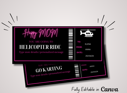 Mom Go Karting- INSTANT DOWNLOAD - EDITABLE Text - Printable, Personalized, Ticket, Certificate - Wesecurelife