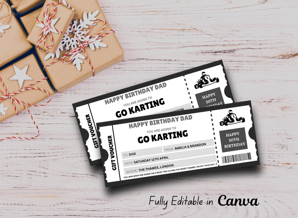 Dad Go Karting- INSTANT DOWNLOAD - EDITABLE Text - Printable, Personalized, Ticket, Certificate - Wesecurelife