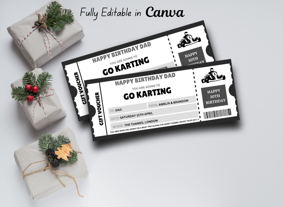 Dad Go Karting- INSTANT DOWNLOAD - EDITABLE Text - Printable, Personalized, Ticket, Certificate - Wesecurelife