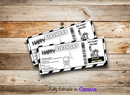 New York Train Trip Boarding Pass - Printable Birthday Gift & Surprise Trip Reveal - Editable Coupon Card, Instant Download