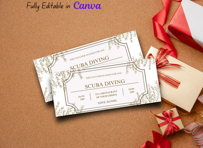 Scuba Diving Gift Ticket - Printable Birthday Boarding Pass & Train Gift Voucher Template, Instant Download Certificate