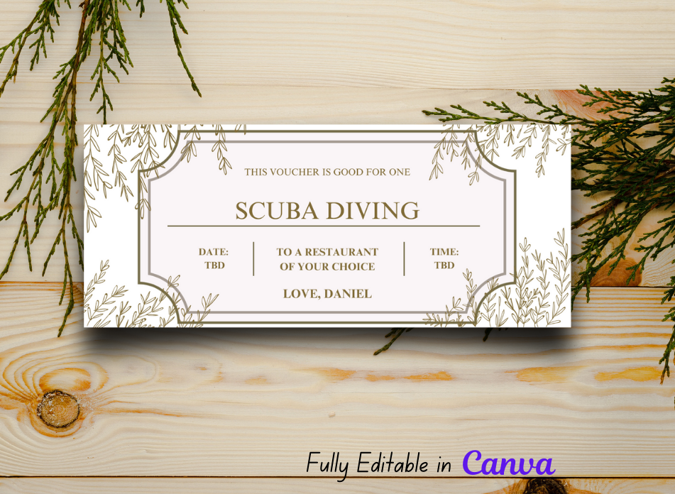 Scuba Diving Gift Ticket - Printable Birthday Boarding Pass & Train Gift Voucher Template, Instant Download Certificate