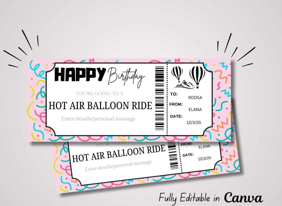 Colorful Printable Concert Ticket Template | Birthday Gift Voucher | Surprise Concert Show | Fake Ticket Coupon | 21st Birthday Gift For Her - Wesecurelife