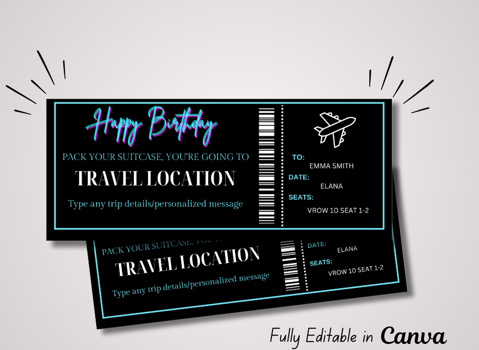 TRAVEL LOCATION Gift Birthday | Surprise Flight | Boarding Pass Invite | Fake Plane Ticket | INSTANT DOWNLOAD - EDITABLE Text - Printable - Wesecurelife