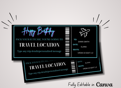 TRAVEL LOCATION Gift Birthday | Surprise Flight | Boarding Pass Invite | Fake Plane Ticket | INSTANT DOWNLOAD - EDITABLE Text - Printable - Wesecurelife