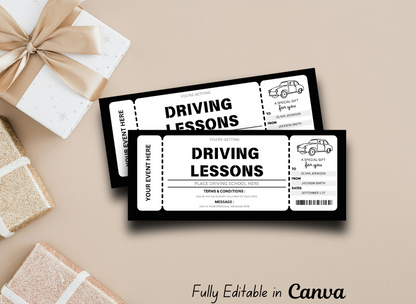 Driving Lesson Surprise Trip Reveal Birthday Gift Template - Faux Fake Boarding Pass Coupon - Blue - EDITABLE TEXT DOWNLOAD - Wesecurelife