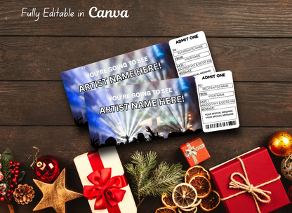 Ticket Canva Template - Printable Music Event Ticket - Custom Concert Ticket Gift  Download Instant