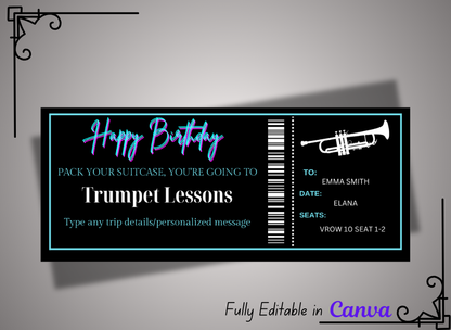 Trumpet Lessons Table Saw Coupon Gift Certificate - INSTANT DOWNLOAD - EDITABLE Text - Printable, Personalized, Fathers day gifts from wife