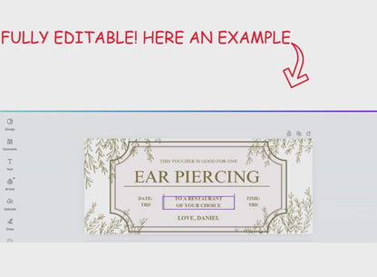 Ear Piercing Gift Ticket - Printable Birthday Boarding Pass Train Voucher - Instant Download Gift Certificate Template