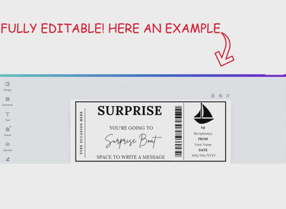 Surprise Ticket Ice Skating Gift Ticket - Birthday Train Boarding Pass Voucher - Printable Gift Certificate Template, Instant Download